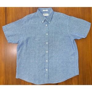 ORVIS Performance Linen Blue Short Sleeved Shirt Size XXL
